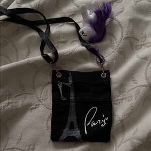 Black Paris Crossbody Bag with Eiffel Tower Design